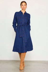 Long Sleeve Denim Shirt Dress