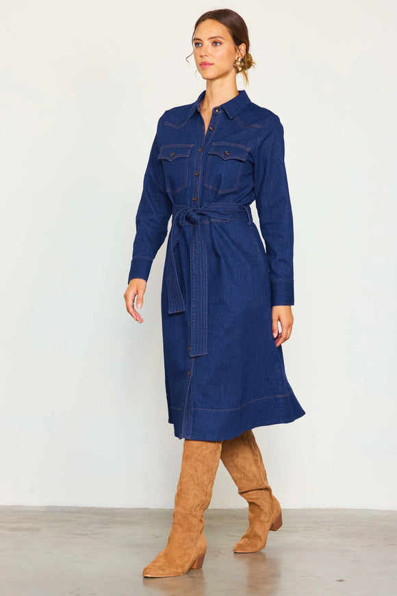 Long Sleeve Denim Shirt Dress