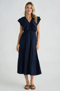 THML Blue Flutter Sleeve Dress