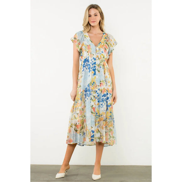 Flutter  sleeve floral maxi