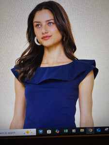 Navy Ruffle Top