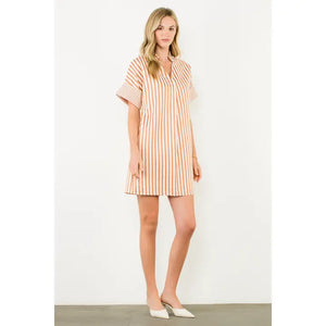 Rust s/s Striped Dress