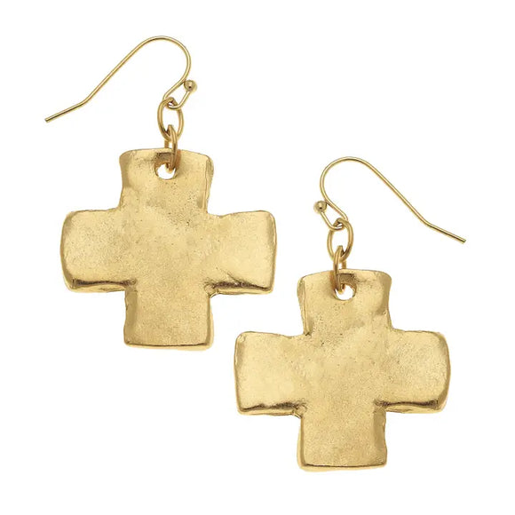 Gold cross earrings