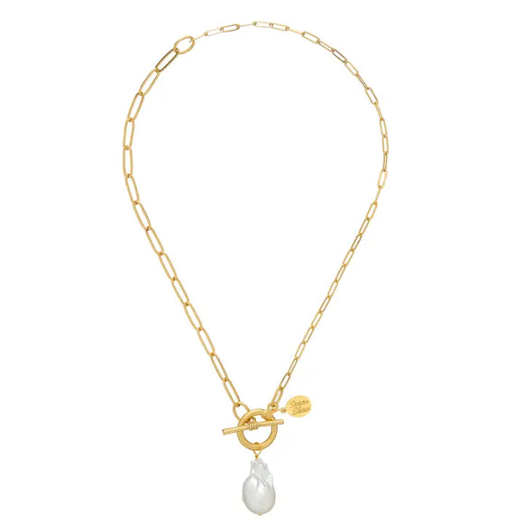 Paperclip Pearl Toggle Necklace