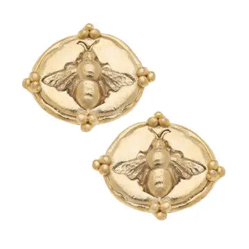 Oval Gold Bee Studs