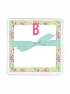 Mary Square Initial Notepad Acrylic Tray