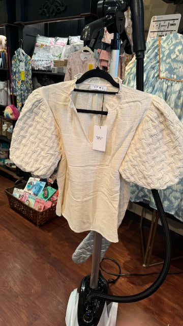 Beige Puff Sleeved Shirt