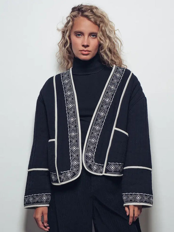 Boho Black Quilted Jacket