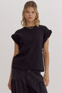 Black Braded Sleeve Top