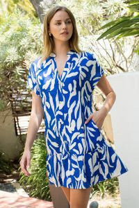 Blue and White Preint Dress
