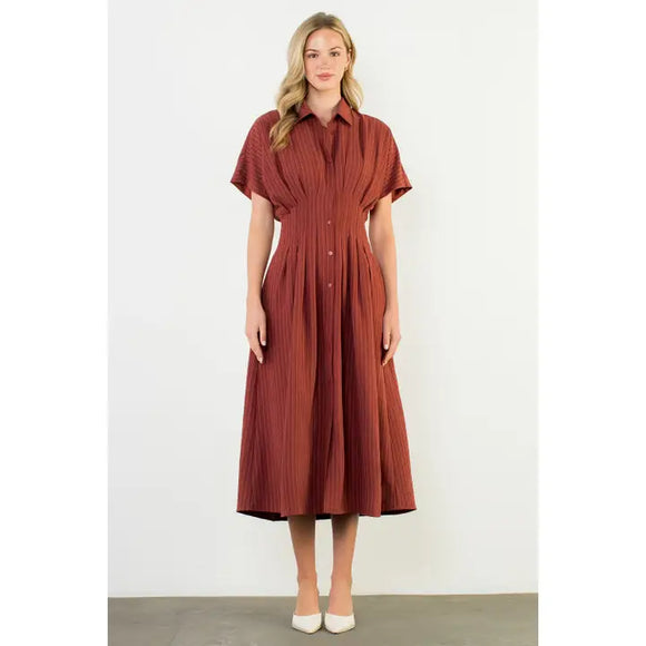 Burgundy Button Front Dress