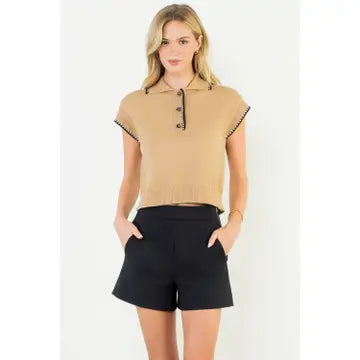 Contrast Trim Knit Top