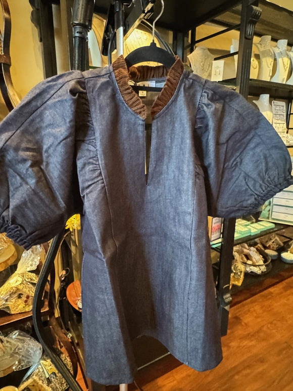 Puff Sleeve Denim Top