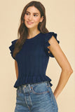 Ruffled Hem Ribbed Knit Top