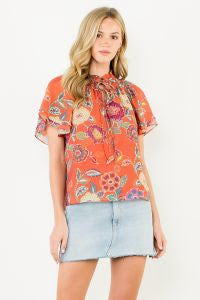 Flutter Sleeve Orange Top