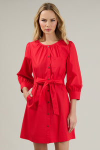 Red Button Up Midi