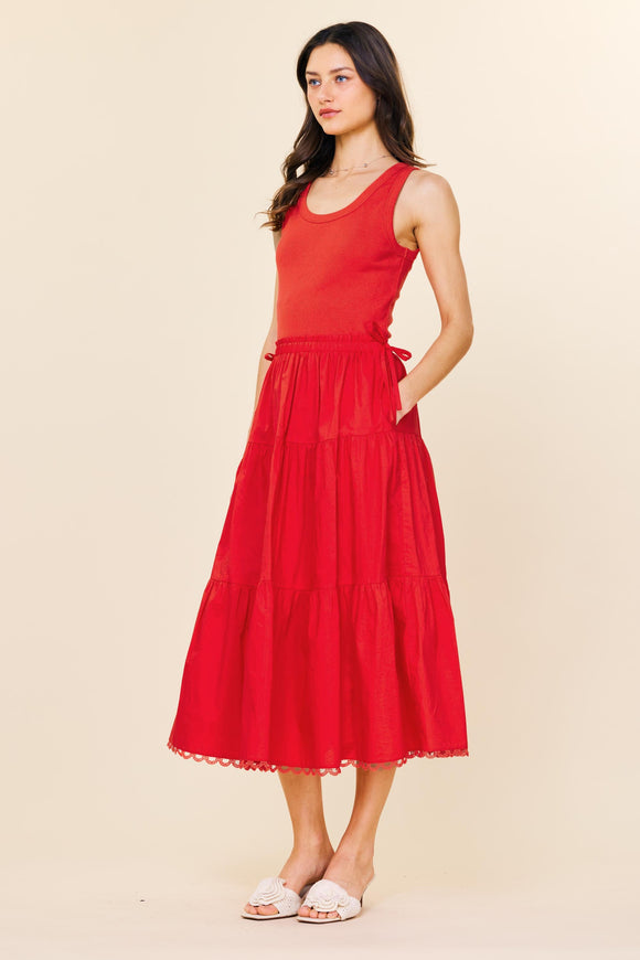 Pinch Red Knit Poplin Dress