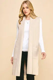 Sleeveless Open Knitted Cardigan