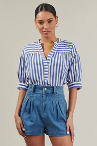 Striped Split Neck Top