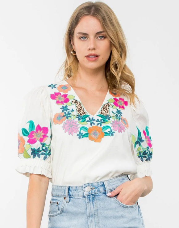 White Embroidered Top