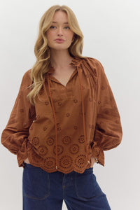 Burnt Orange Eyelet Top