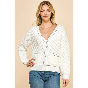 Contrat White Stitch Sweater