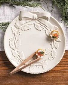 White Wreath Platter with Server